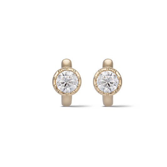 14 Karat Yellow Gold Moissanite Huggies