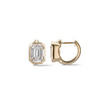 Load image into Gallery viewer, Yellow Gold Moissanite Emerald Cut Hoop Earrings 3cts
