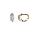 Load image into Gallery viewer, Yellow Gold Moissanite Emerald Cut Hoop Earrings 2cts
