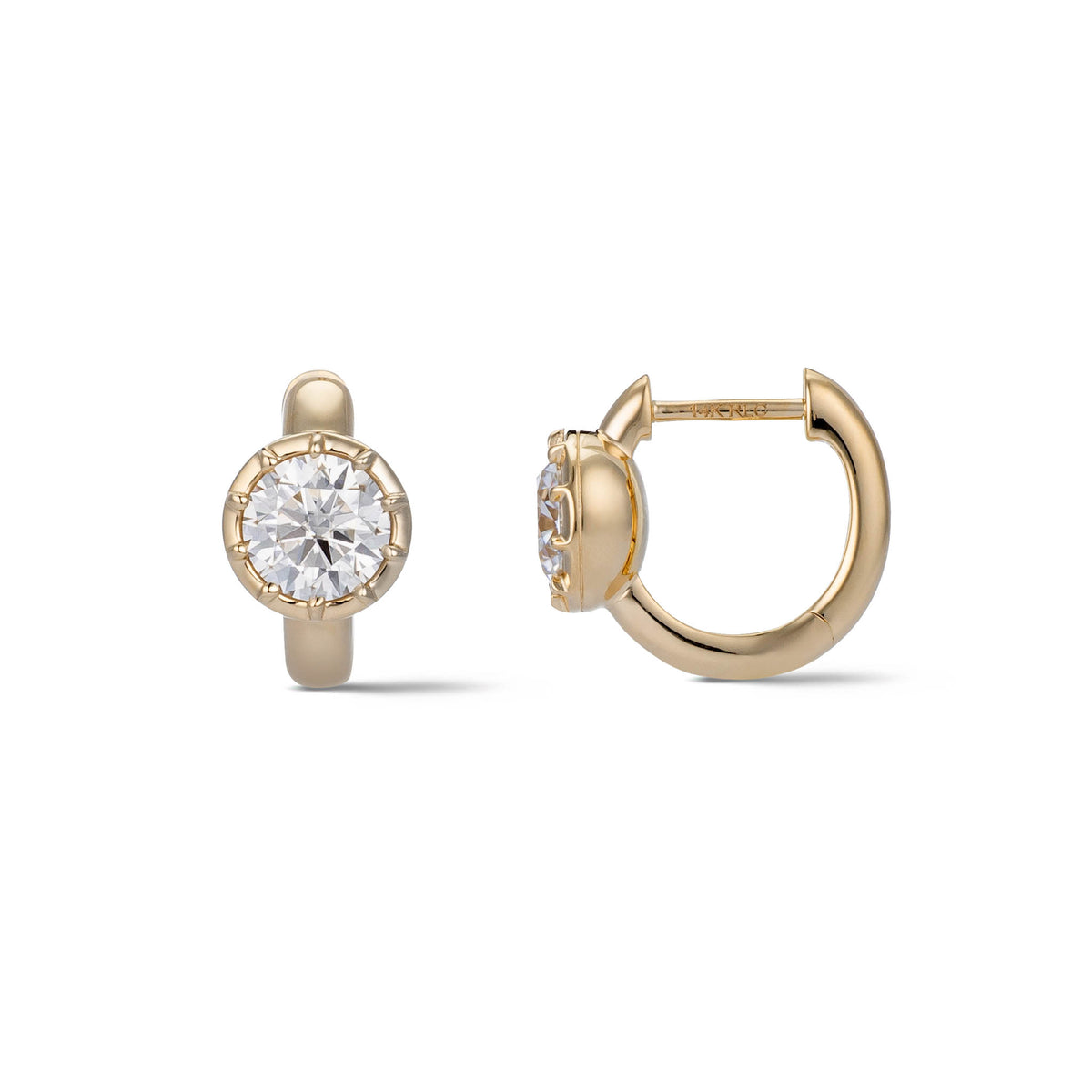 14 Karat Yellow Gold Moissanite Huggies