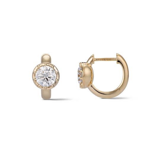 14 Karat Yellow Gold Moissanite Huggies