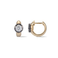 Load image into Gallery viewer, Yellow Gold Moissanite Emerald Cut Black Rhodium Accent Hoop Earrings 2cts

