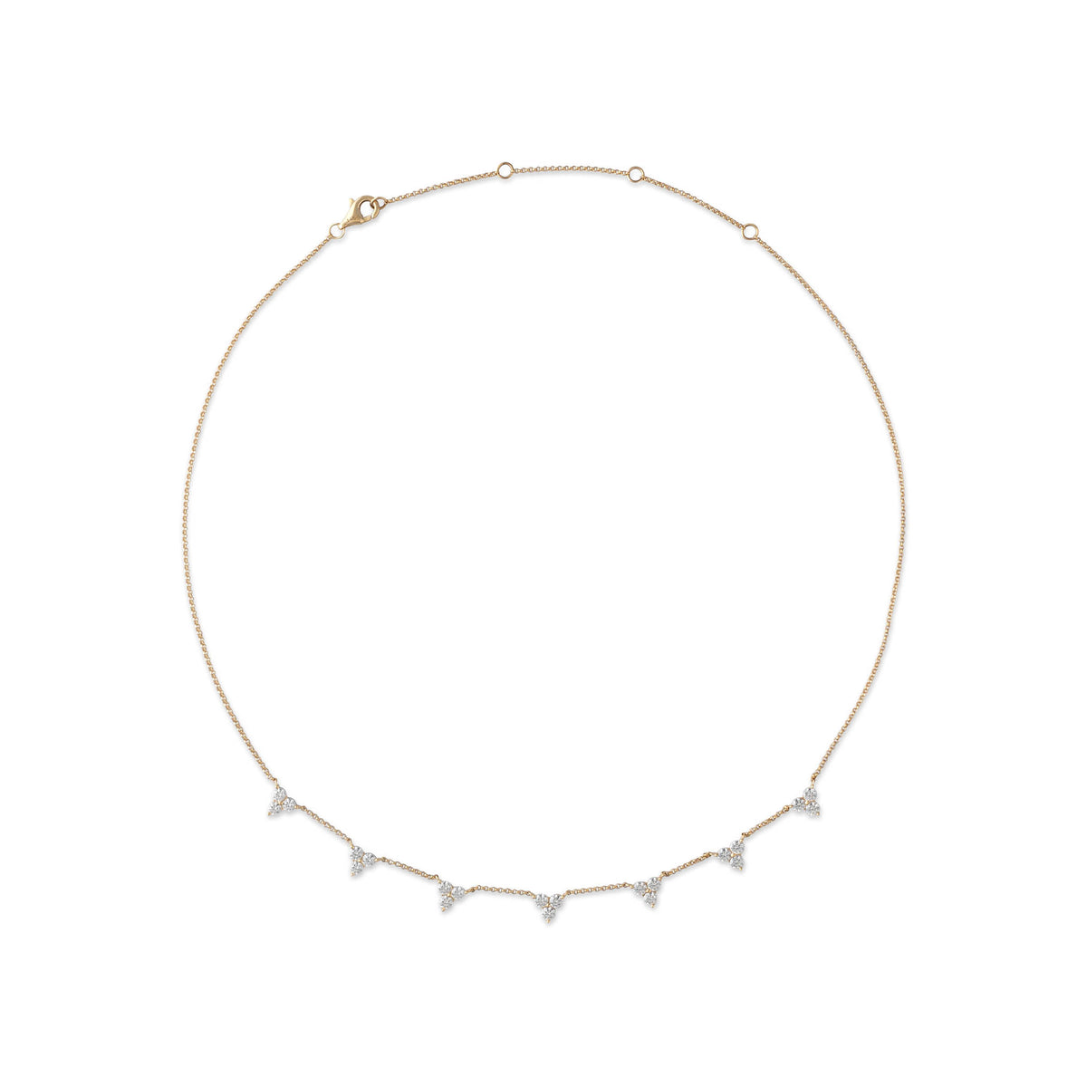 14K Moissanite Trio Cluster Necklace