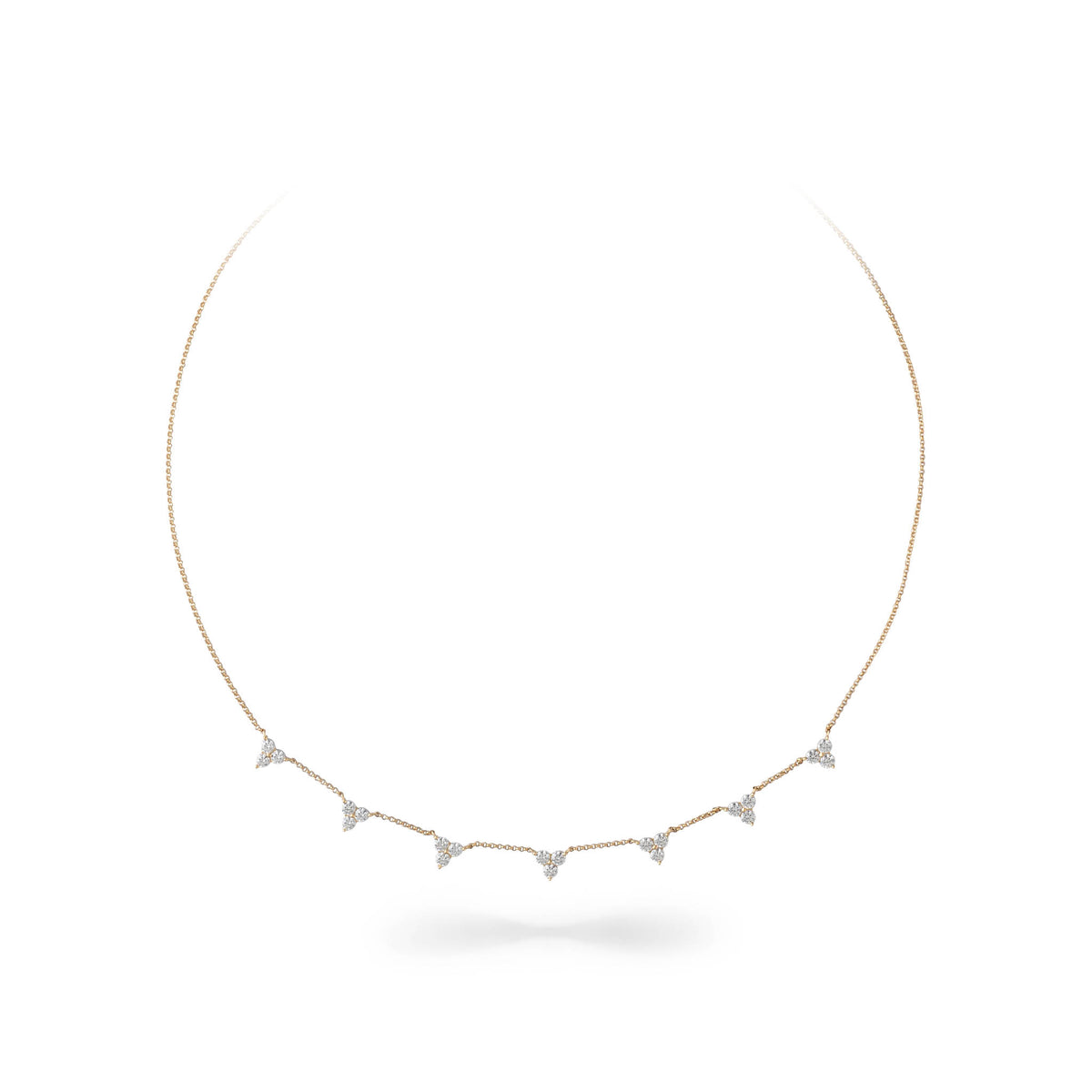 14K Moissanite Trio Cluster Necklace