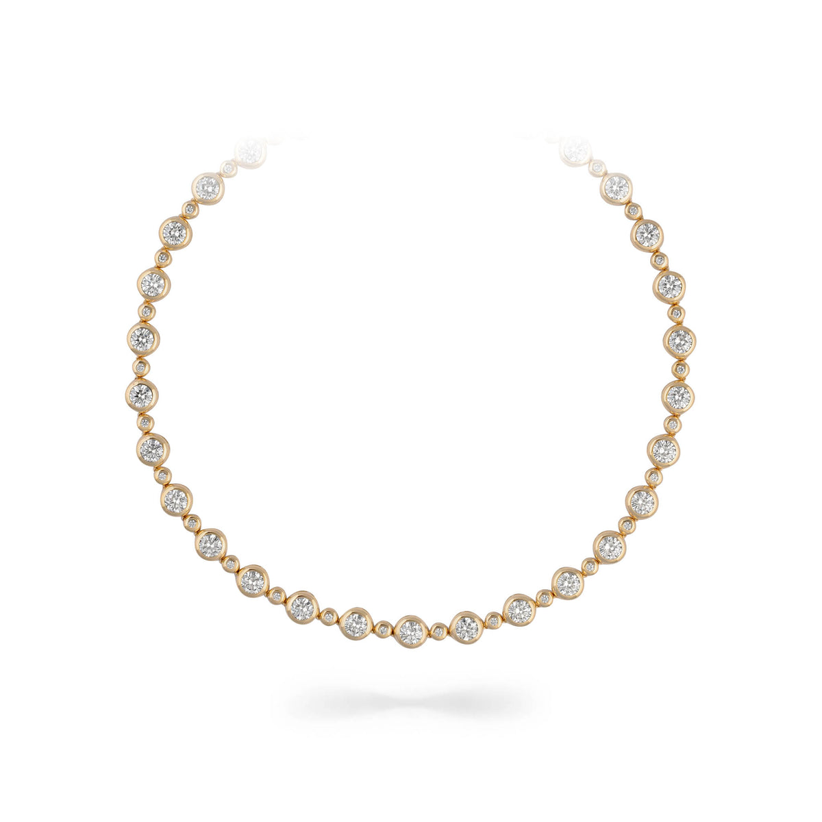 14K Moissanite Round Bezel Set Tennis Necklace