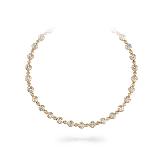 14K Moissanite Round Bezel Set Tennis Necklace