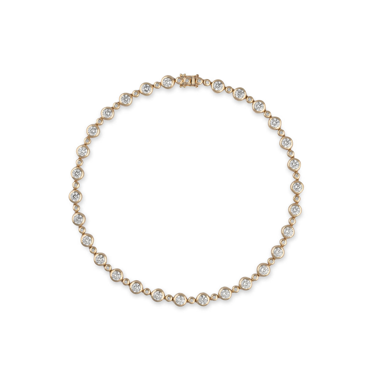 14K Moissanite Round Bezel Set Tennis Necklace