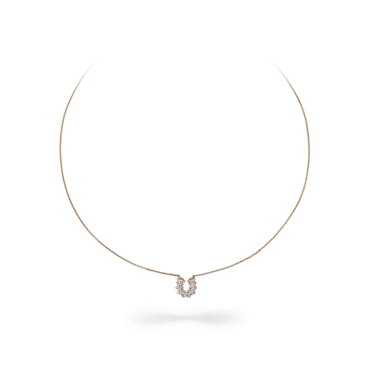 14K Moissanite Horseshoe Pendant Necklace