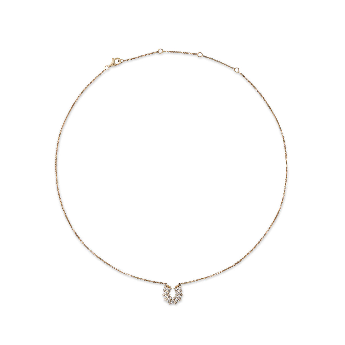 14K Moissanite Horseshoe Pendant Necklace