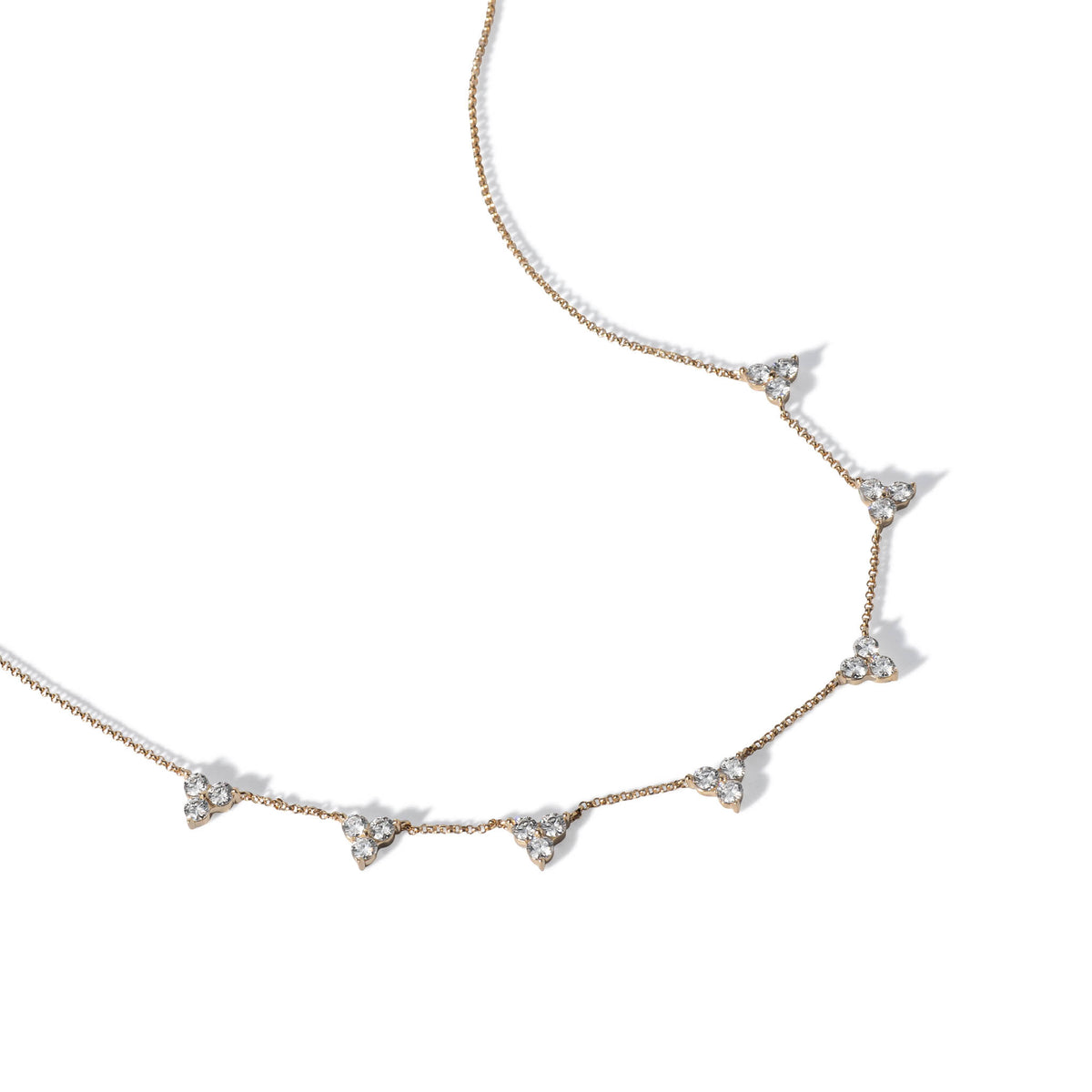 14K Moissanite Trio Cluster Necklace