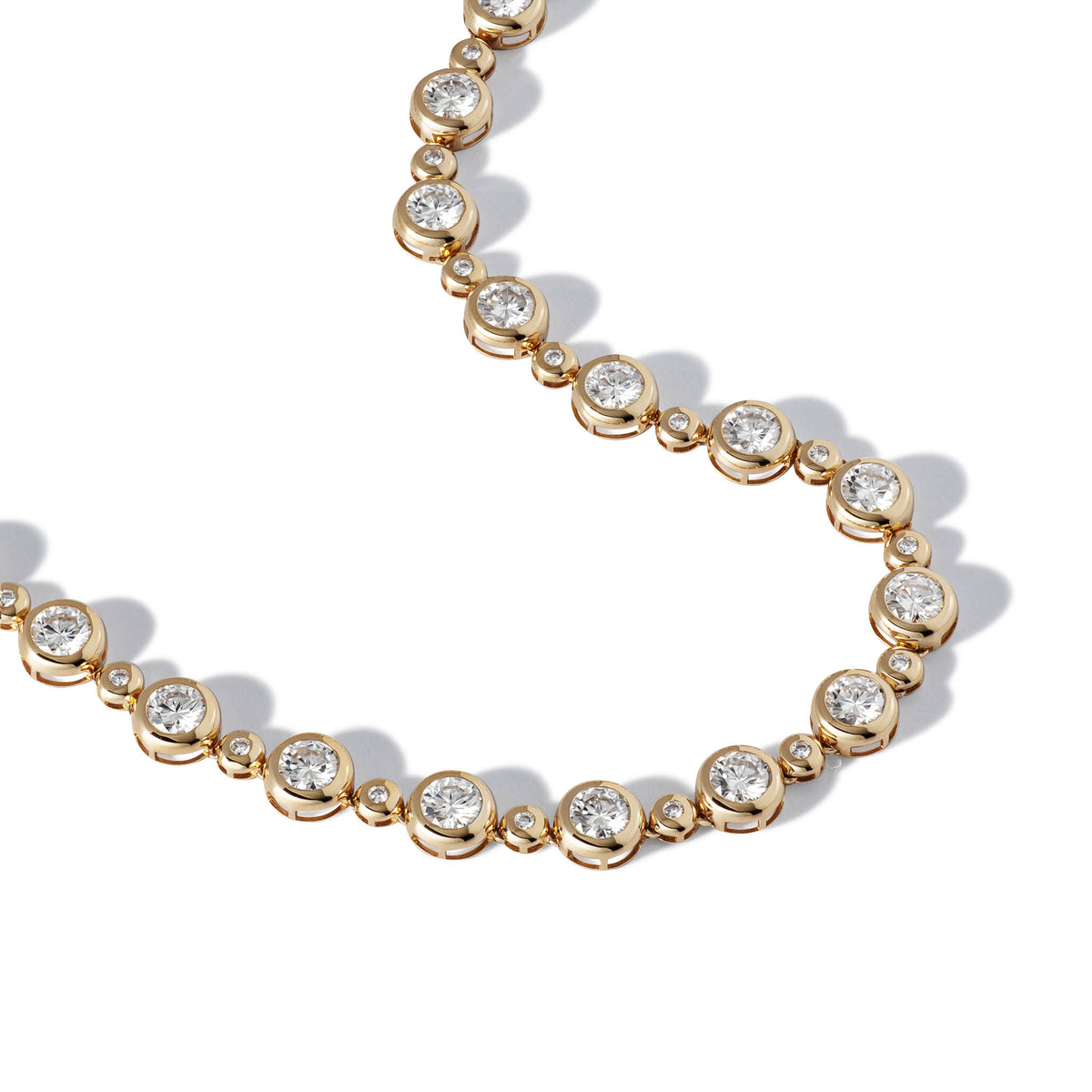 14K Moissanite Round Bezel Set Tennis Necklace