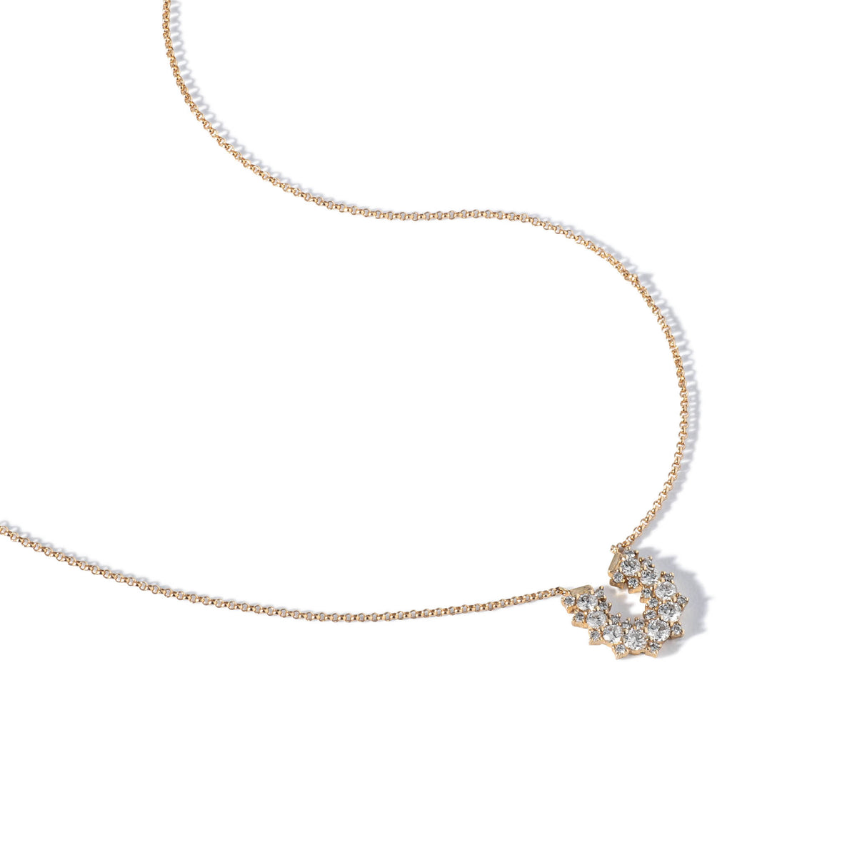 14K Moissanite Horseshoe Pendant Necklace