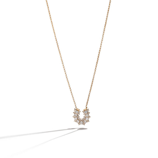 14K Moissanite Horseshoe Pendant Necklace