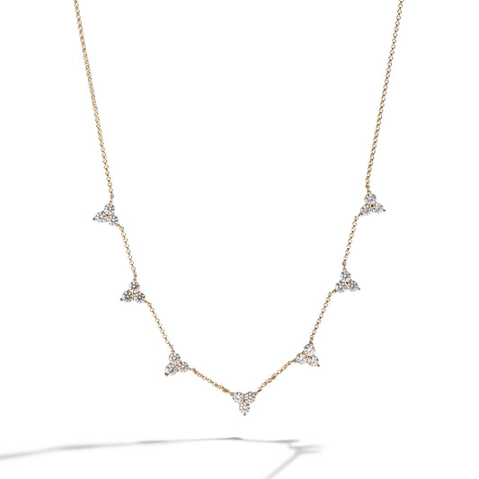 14K Moissanite Trio Cluster Necklace