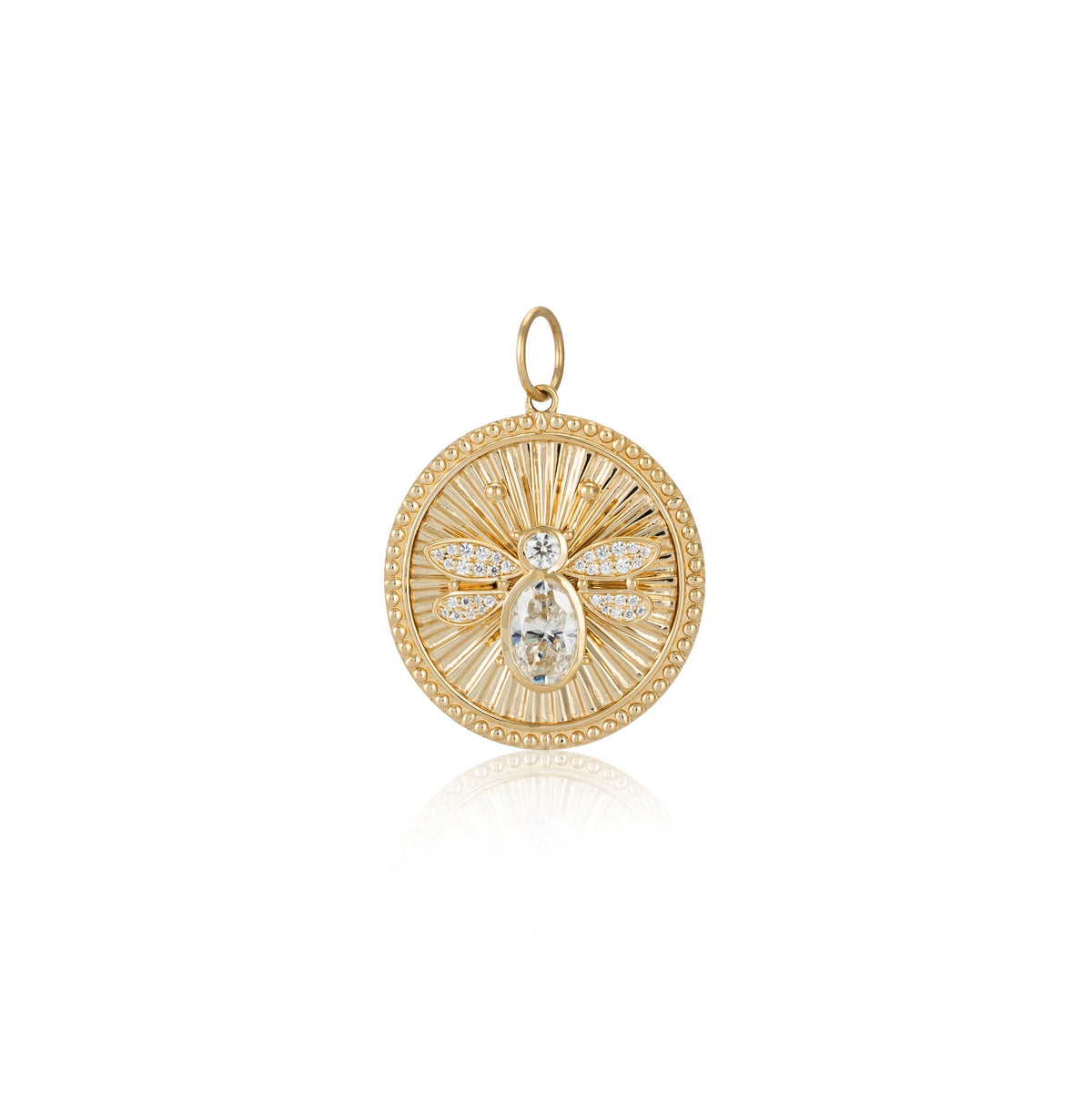 14 Karat Moissanite Bee Disk Charm