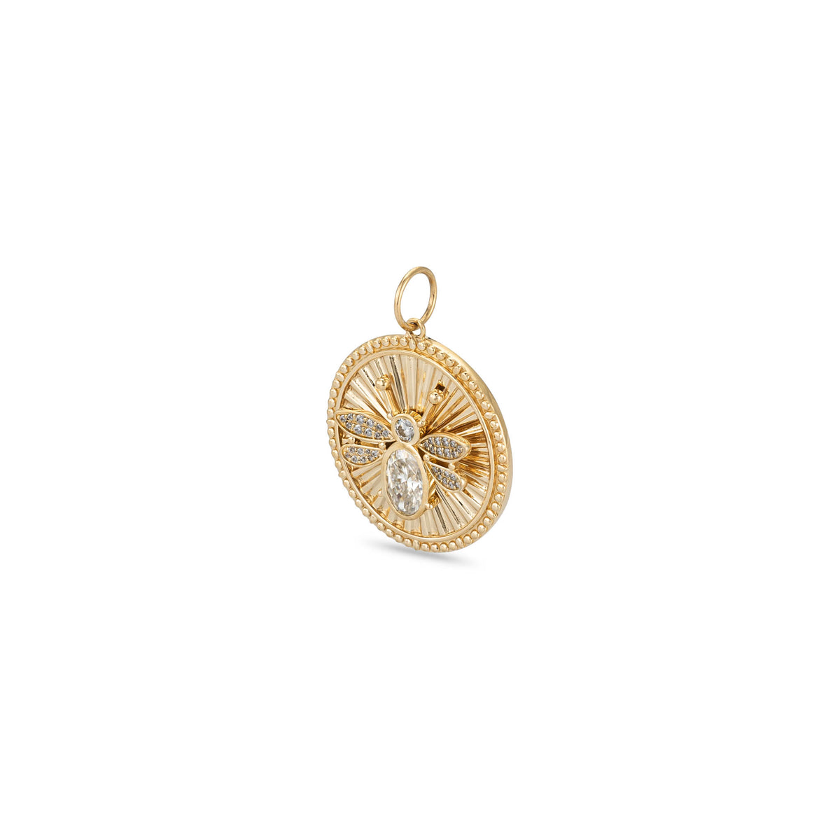 14 Karat Moissanite Bee Disk Charm