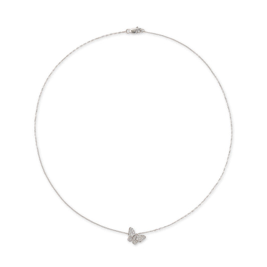 18 Karat White Gold Diamond Butterfly Pendant Necklace