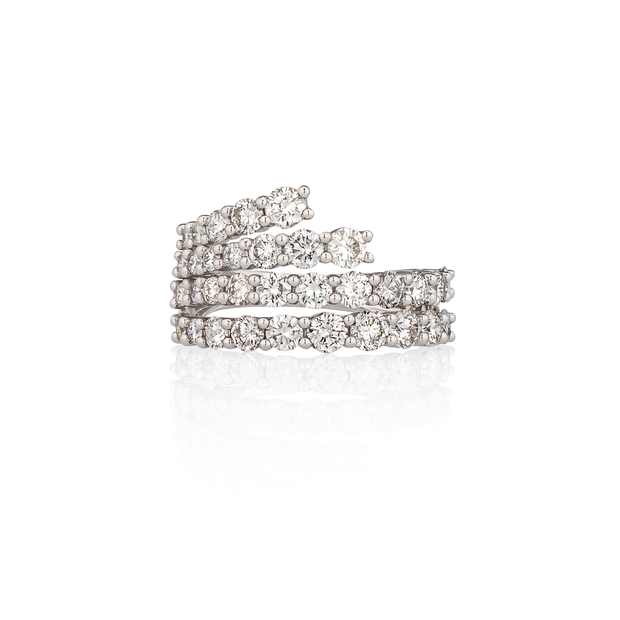 18 Karat White Gold Diamond Cascading Ring