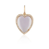 Gold Diamond and Sheer Amethyst Chubby Heart Charm