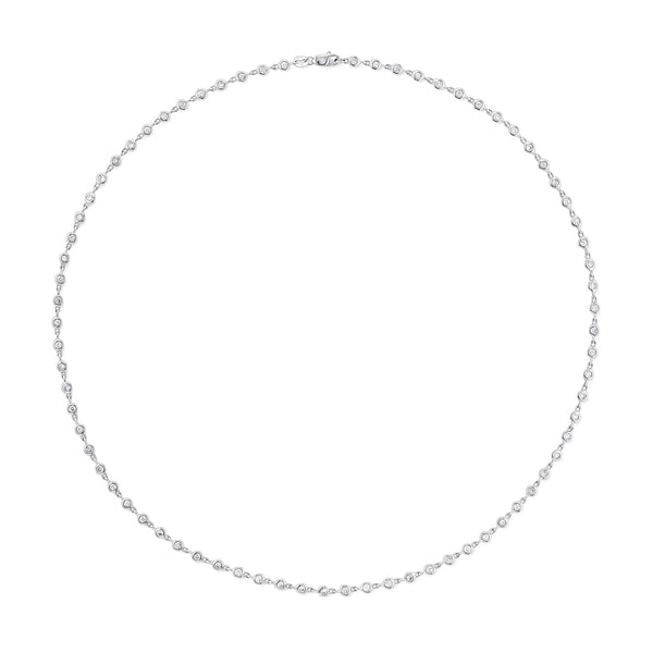 18 Karat White Gold Bezel Diamond Chain Necklace