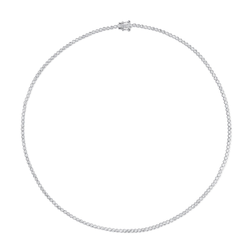 14 Karat White Gold Bezel Diamond Tennis Necklace 3.00cts 18.00"
