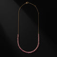 Load image into Gallery viewer, 14 Karat Yellow Gold Adjustable Pink Sapphire Heart Tennis Necklace 8.00cts 16.00"
