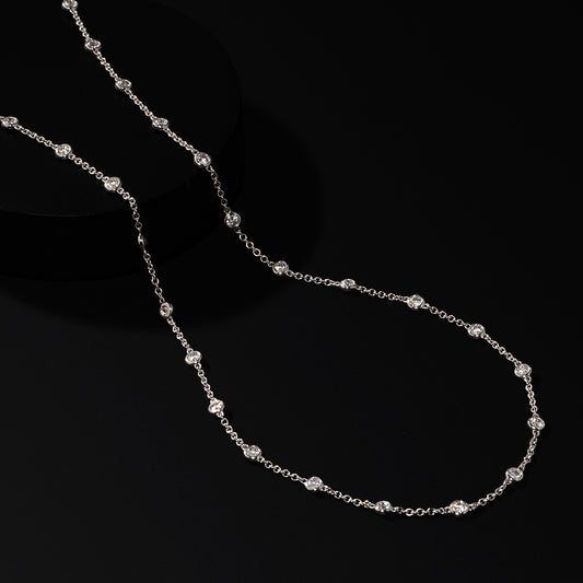 18 Karat White Gold Diamond By The Yard .45cts Necklace