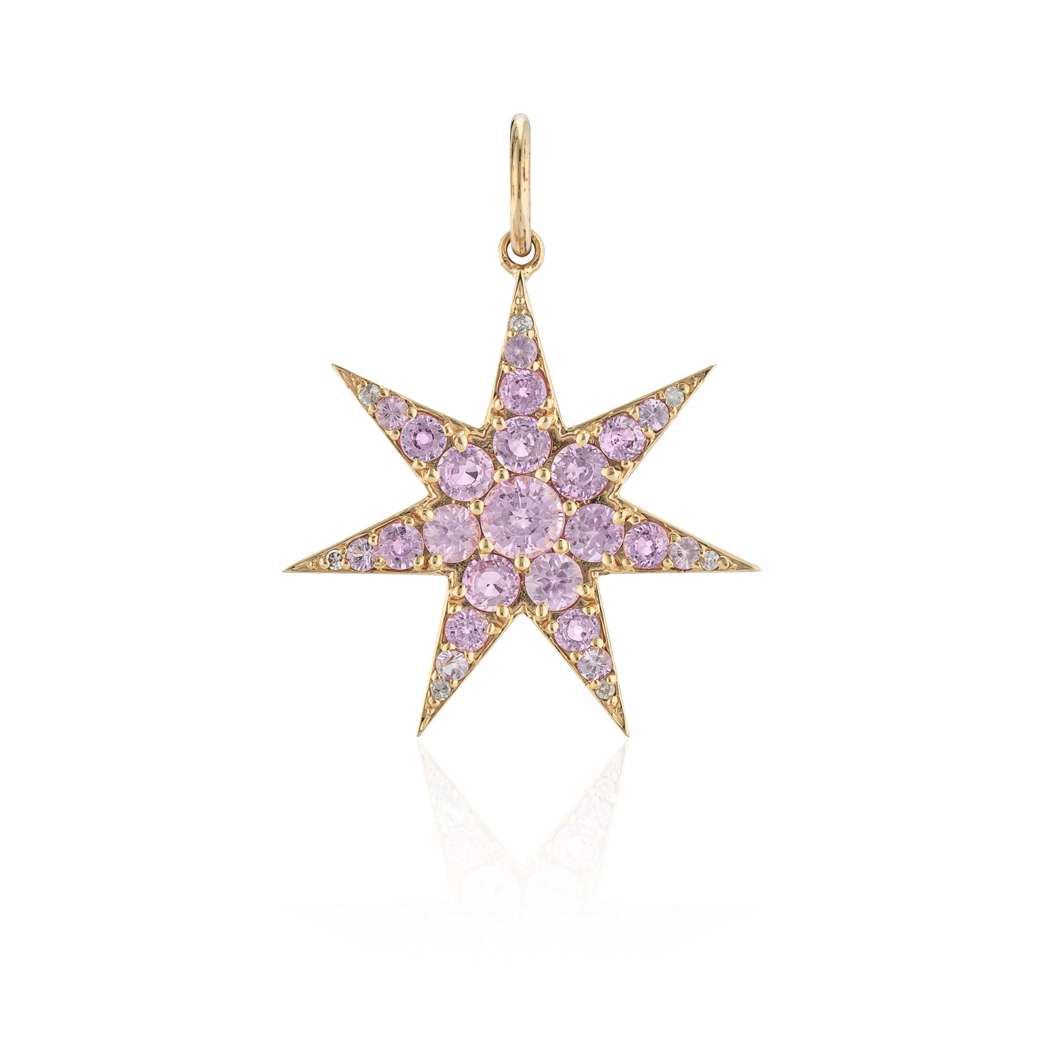 Yellow Gold Pink Sapphire Star Charm