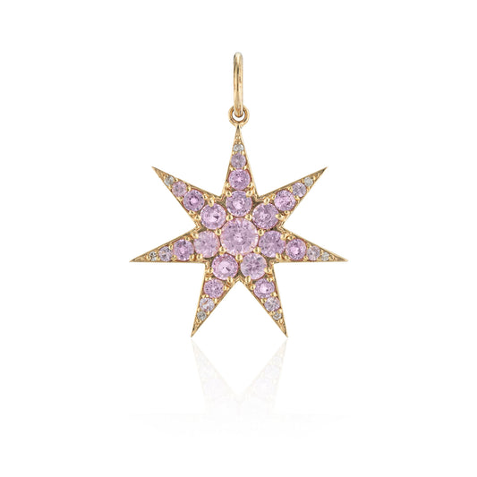 Yellow Gold Pink Sapphire Star Charm