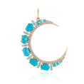 Load image into Gallery viewer, Yellow Gold Diamond and Turquoise Moon Charm
