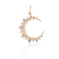 Load image into Gallery viewer, Yellow Gold Diamond and Pink Sapphire Medium Moon
