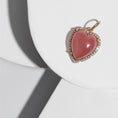 Load image into Gallery viewer, Yellow Gold Diamond and Strawberry Quartz Chubby Heart Charm

