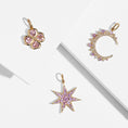 Load image into Gallery viewer, Yellow Gold Diamond and Pink Sapphire Medium Moon

