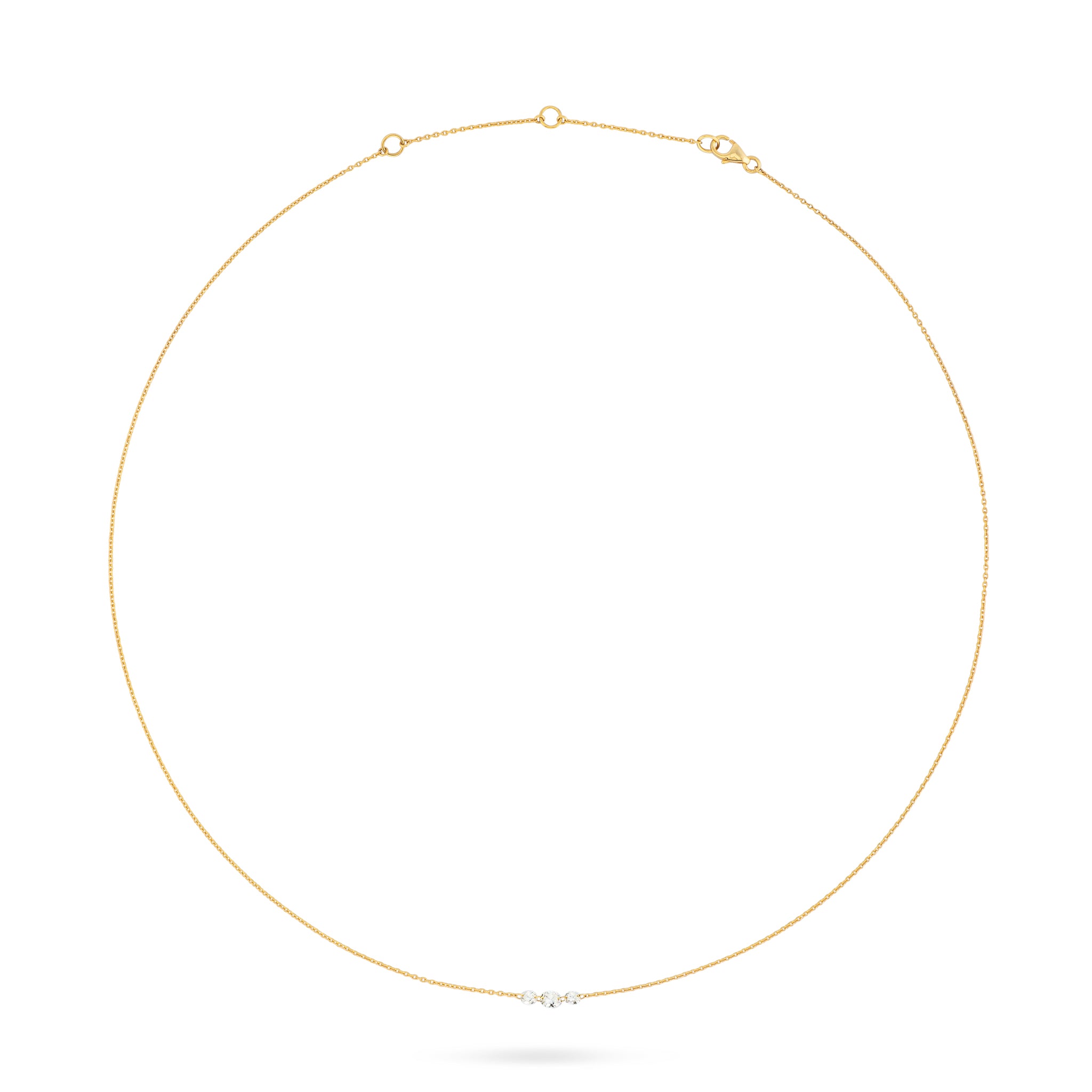 18 Karat Yellow Gold Aspen Air Three Diamond Necklace