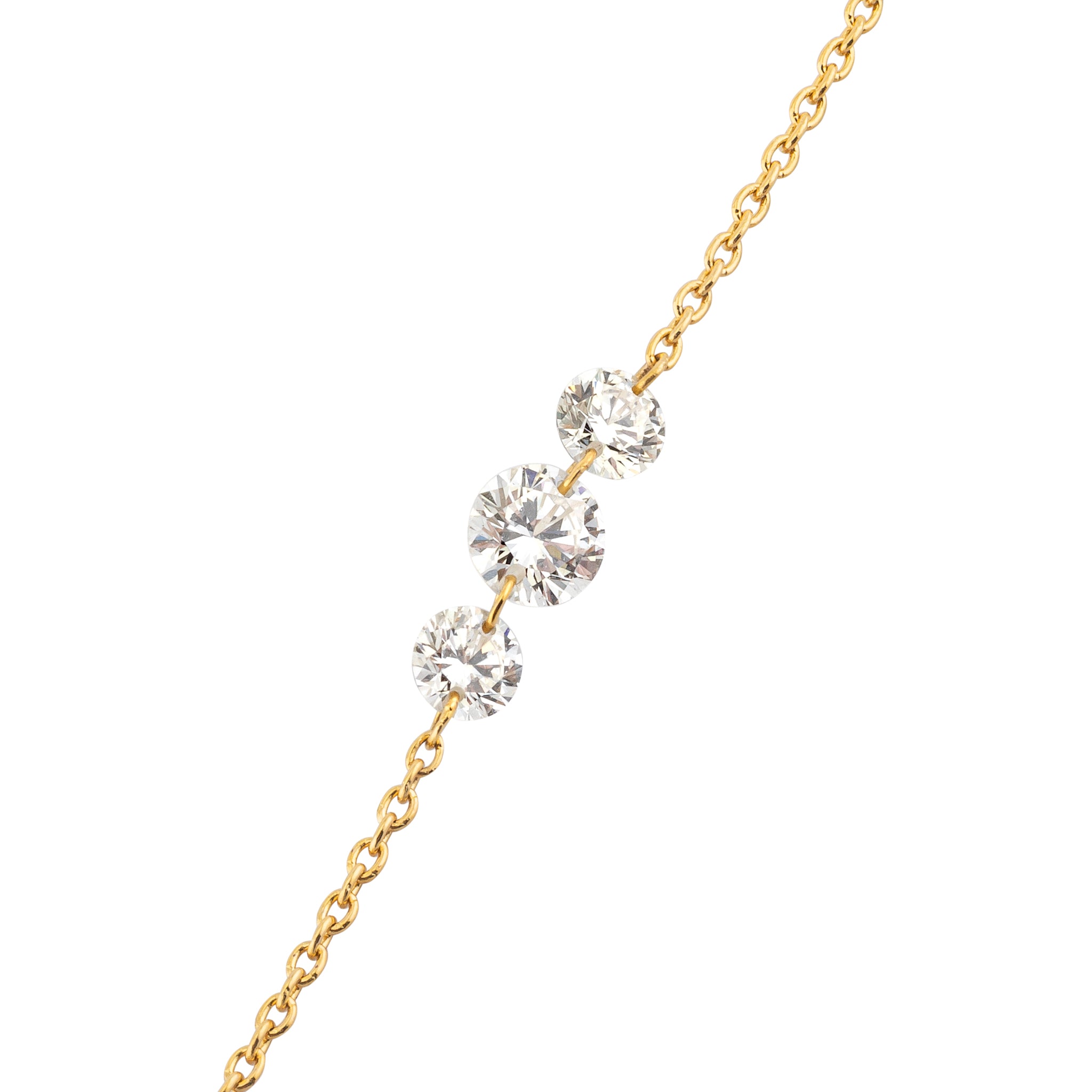 18 Karat Yellow Gold Aspen Air Three Diamond Necklace