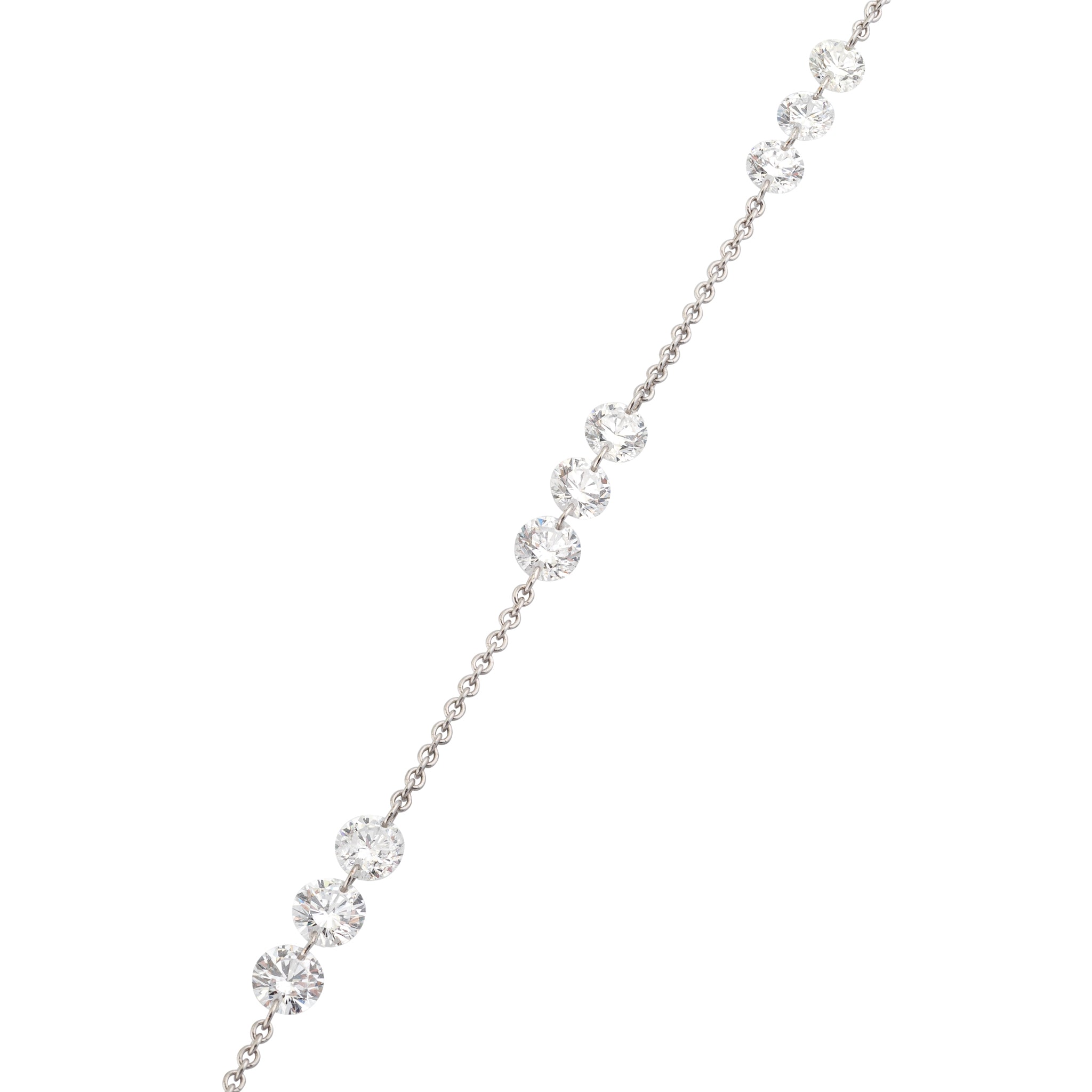 18 Karat White Gold Aspen Air Triple Diamond By The Yard Necklace