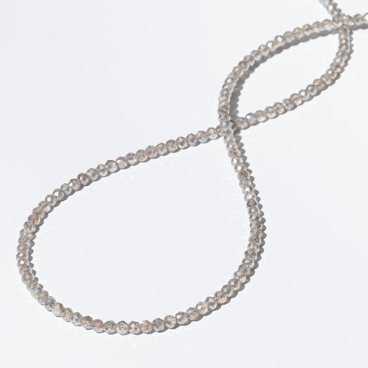2mm Gray Labradorite Beaded Necklace