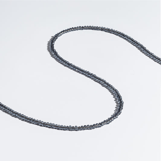 2mm Itsy Sheer Denim Blue Quartz Beaded Necklace