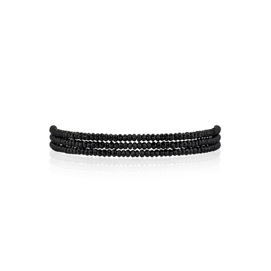 1.5mm Black Onyx Triple Stack Beaded Bracelet