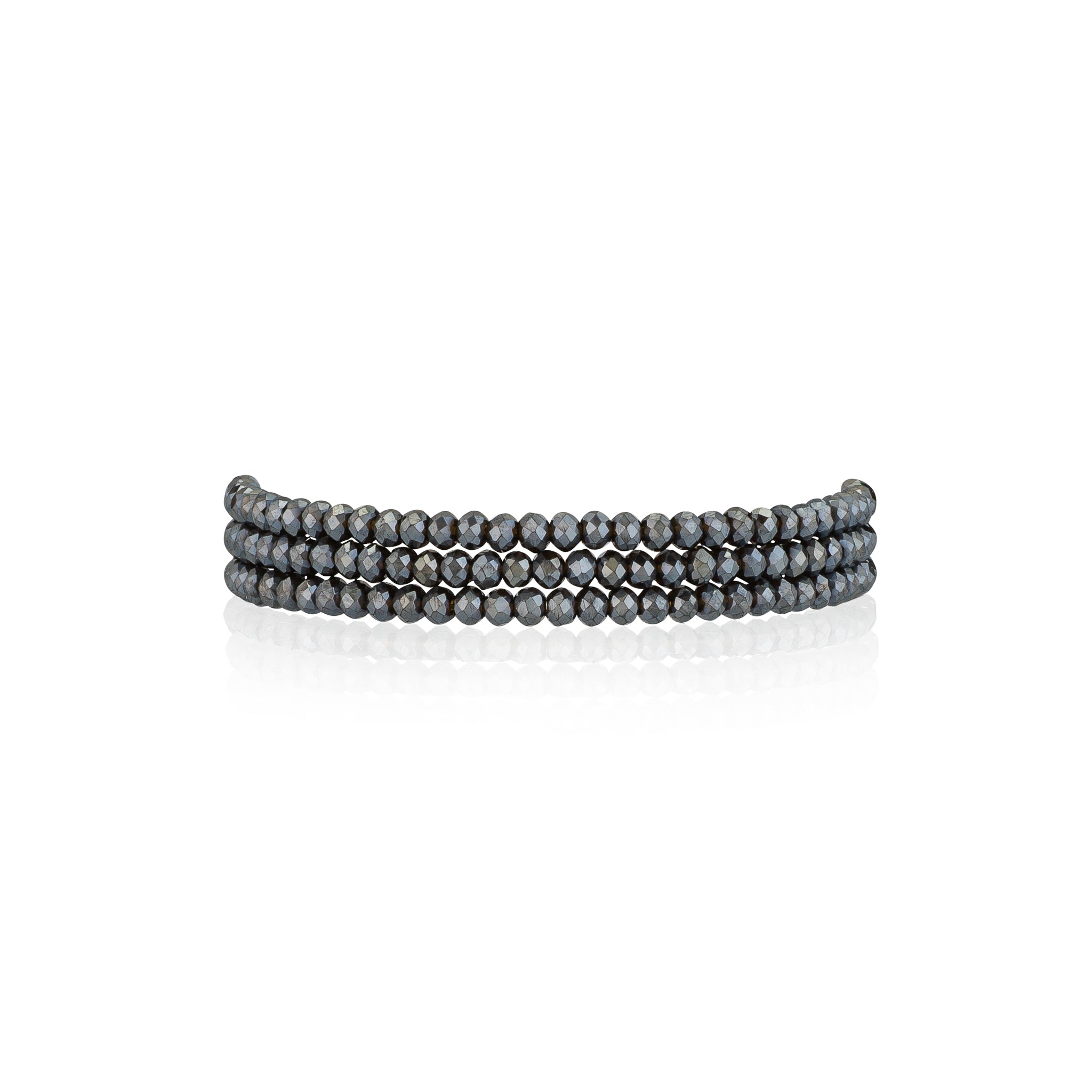 2mm Metallic Gray Triple Stack Beaded Bracelet