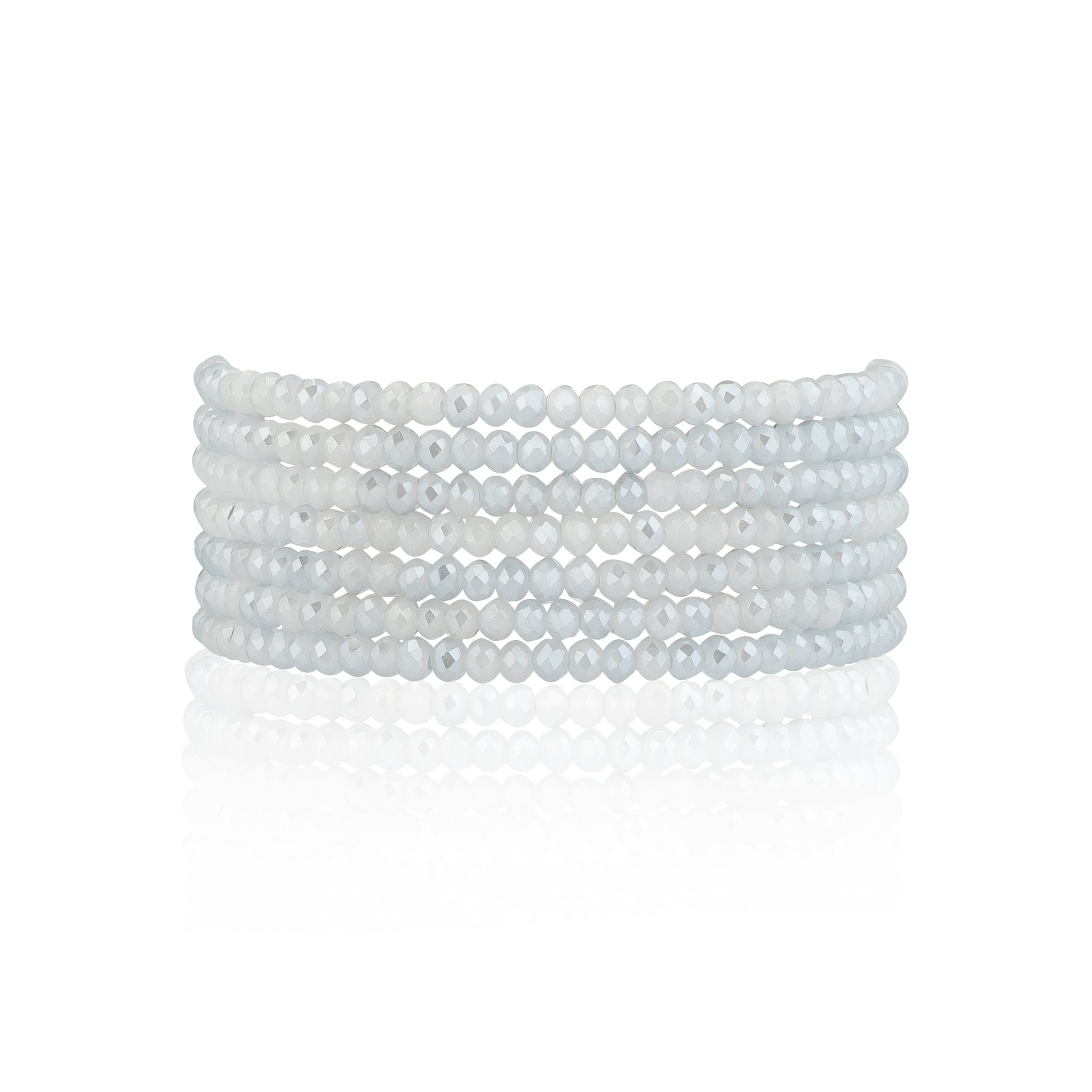 2mm Baby Blue Quartz Seven Wrap Beaded Bracelet