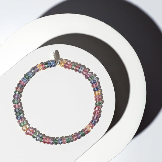 4mm Multicolored Rainbow Quartz Beaded Bracelet