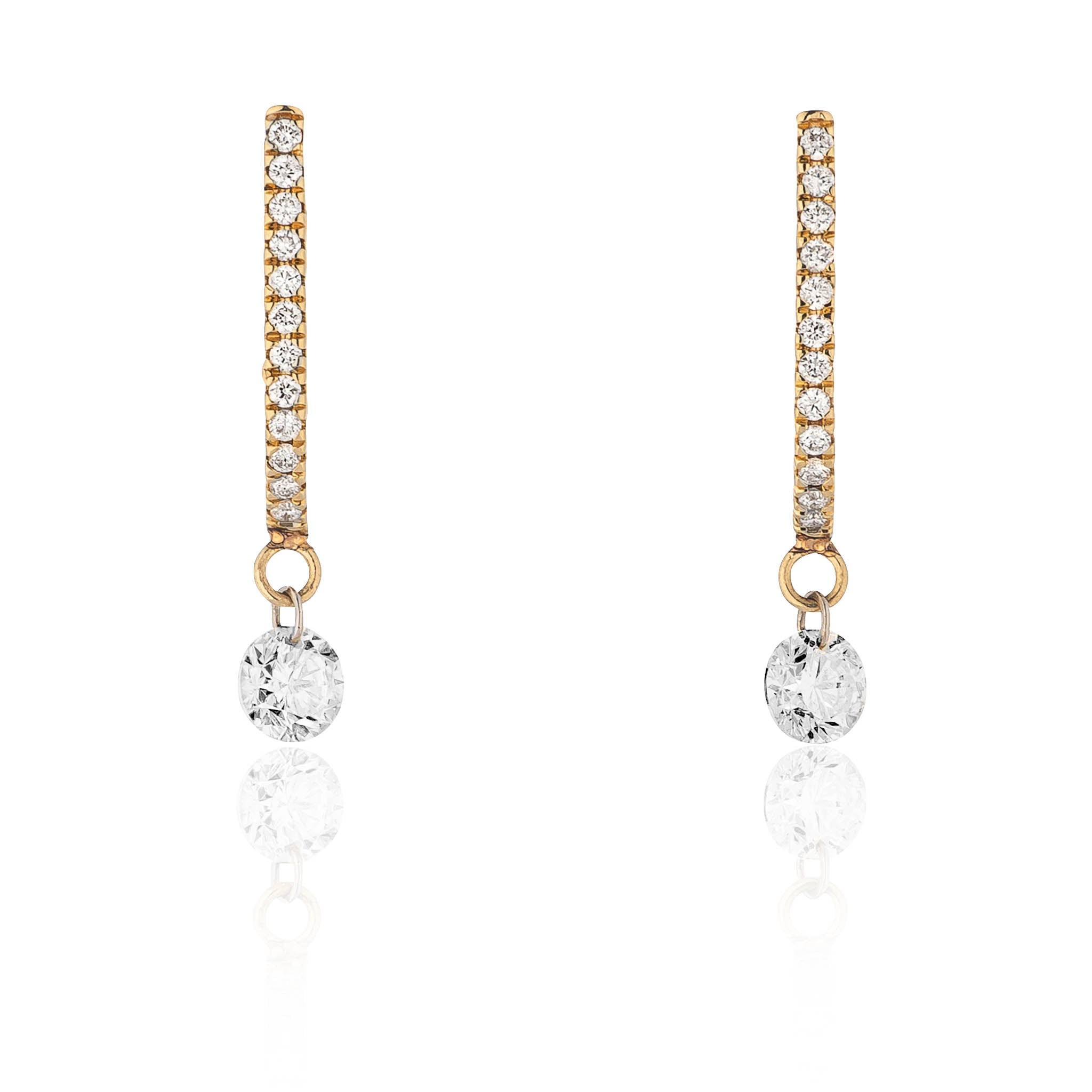 18 Karat Yellow Gold Aspen Air Single Diamond Drop Earrings