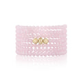 Load image into Gallery viewer, 4mm Pink Crystal and Yellow Gold Diamond Accent Seven Wrap Beaded Bracelet

