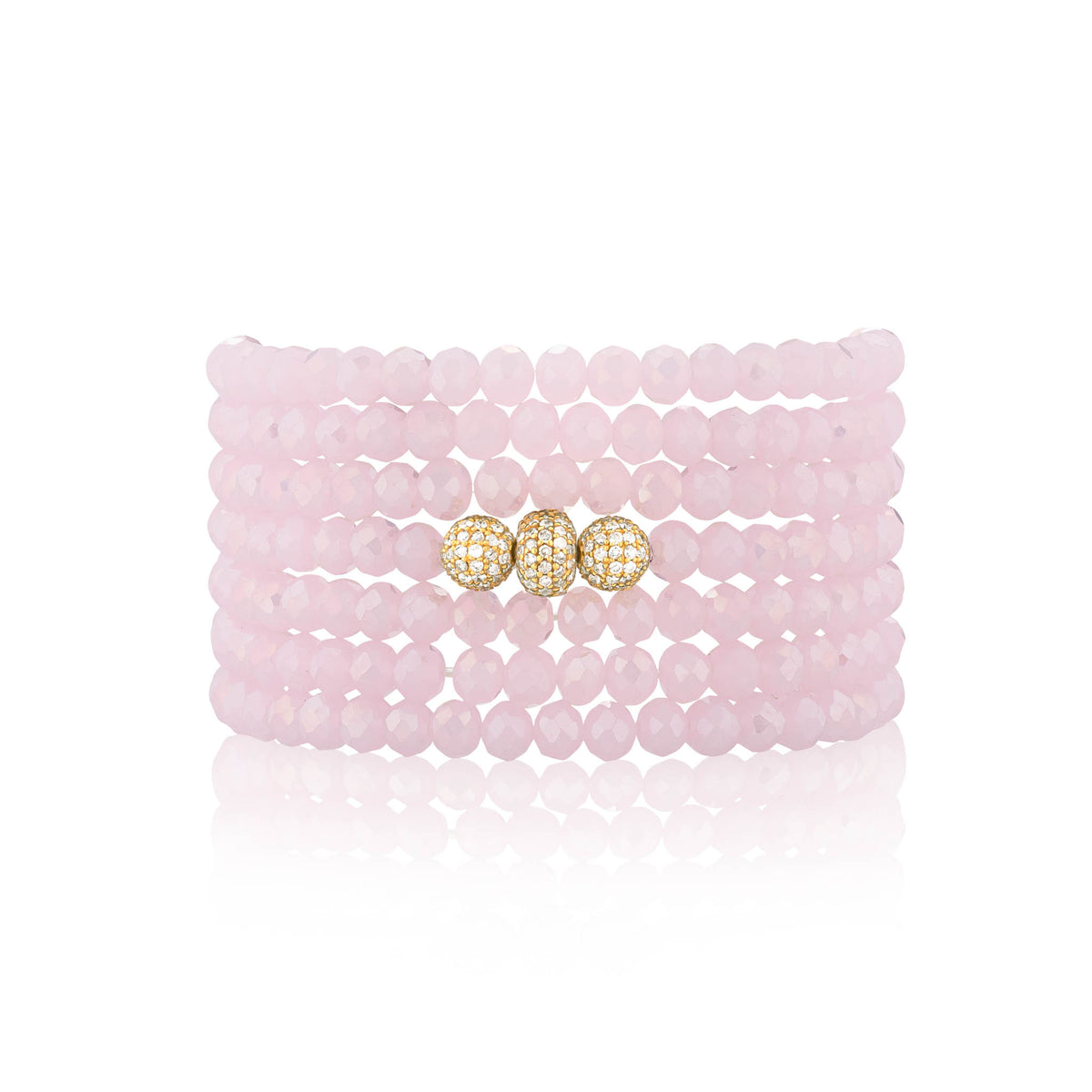 Pink Bracelet with Gold Accents Leilie Pink Tourmaline & Gold Beaded Friendship Bracelet  main image 4