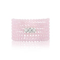 Load image into Gallery viewer, 4mm Pink Crystal and White Gold Diamond Accent Seven Wrap Beaded Bracelet
