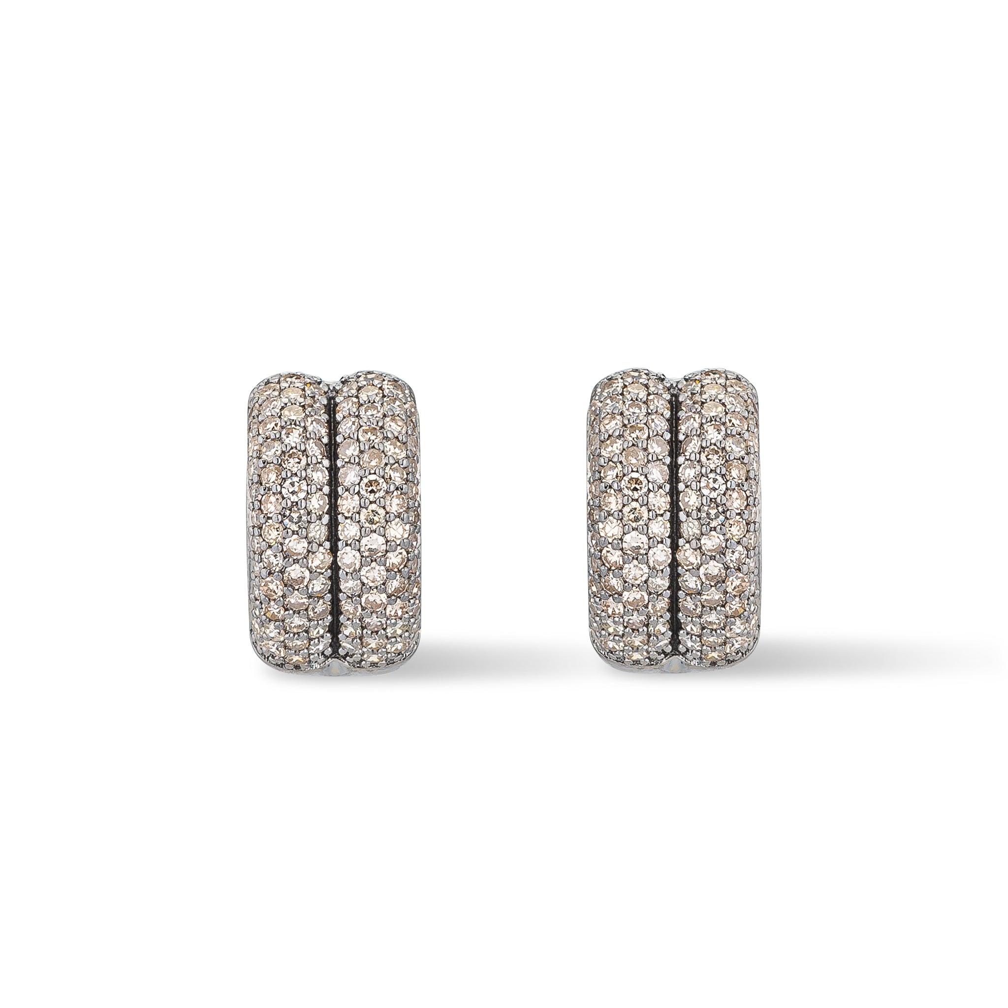 Sterling and Diamond Double Huggie Hoop