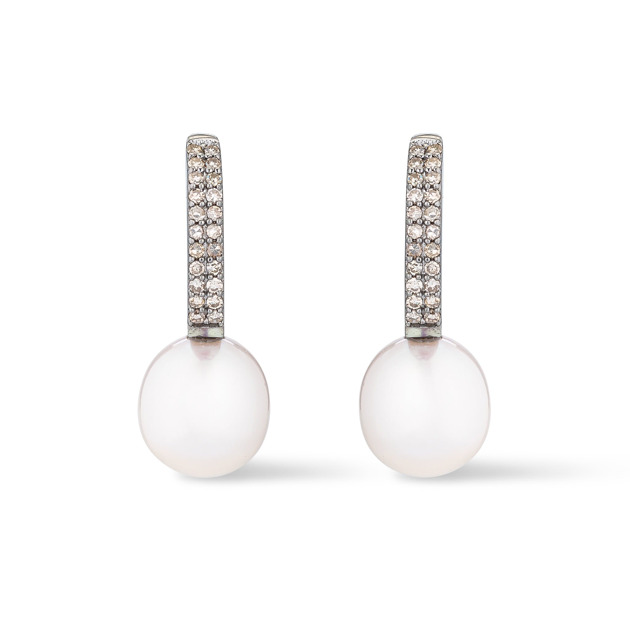 Sterling and Diamond and Pearl Hoop