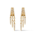 Load image into Gallery viewer, 14 Karat Yellow Gold Diamond Triple Spike Medium Drop Huggie
