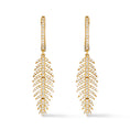 Load image into Gallery viewer, 14 Karat Yellow Gold and Diamond Feather Earrings
